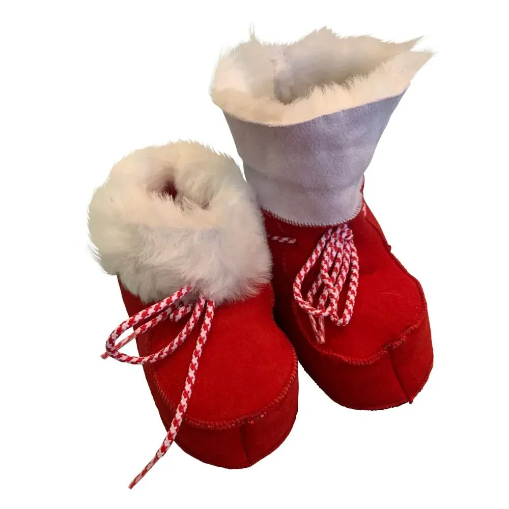 Cozy Lambskin Baby Toddler Booties: Soft Suede, Fur Lining for Warmth, Comfort